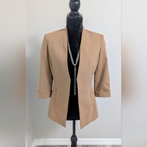 Chic Tan Women's,Open-Front Roll-Tab-Sleeve Asymmetrical Jacket /Petite.